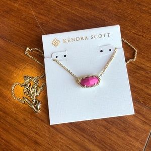 Kendra Scott Elisa pink stone gold necklace